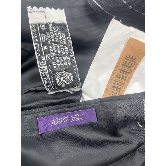 Ralph Lauren Purple Label 3 Piece Suit Black Wool Stripe 42L Jacket Vest 36 Pant - Picture 5 of 16